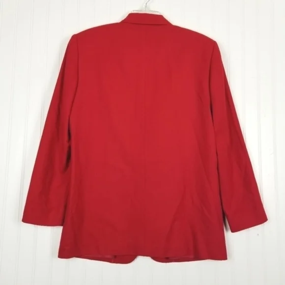 Vintage 80s Pendleton 100% Wool Blazer Red Gold Embossed Buttons Size 8 USA - Picture 3 of 16